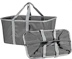 Collapsible Fabric Laundry Baskets - Foldable Pop-Up Storage Container Organizer Bags - Large Rectangular Space Saving Clothes Hamper Tote with Carry Handles, Pack of 2, Charcoal